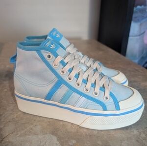 Adidas Originals Light Blue Nizza Plataford Mid #GX4604 Women's Size 6.5 No Box